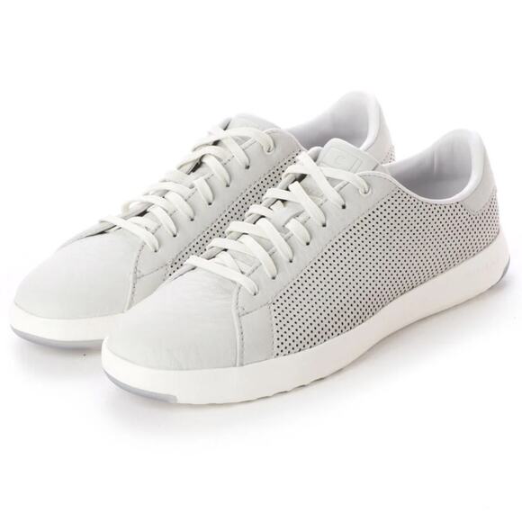 MENS COLE HAAN Grand Pro Off White Grey Leather $170 Lace Up Sneakers Shoes 8.5